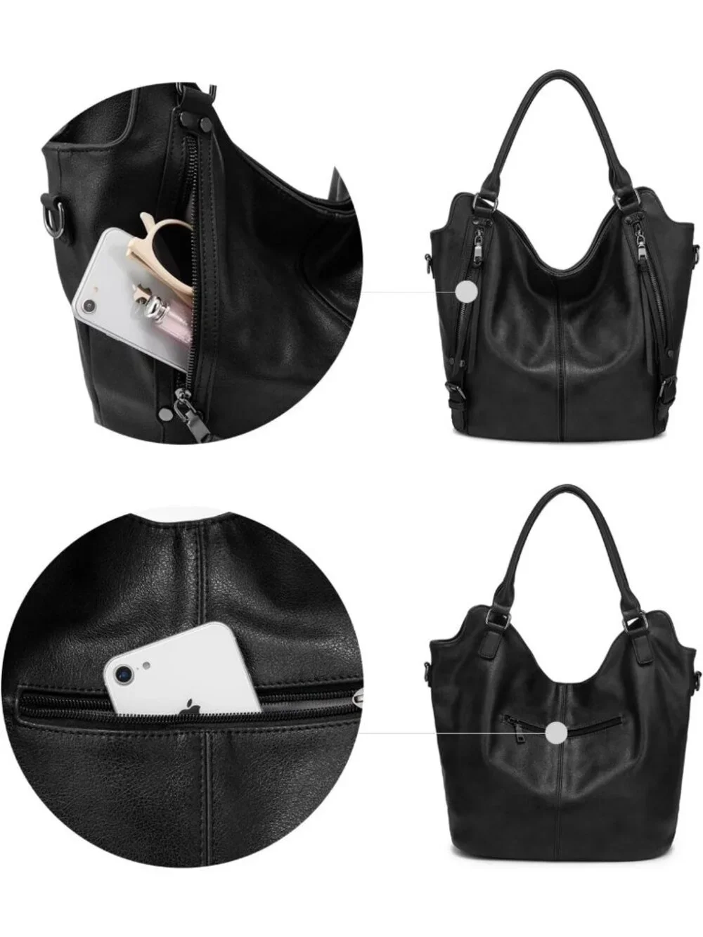 Stylish PU Leather Tote Bag for Women - Large Hobo Shoulder Purse with